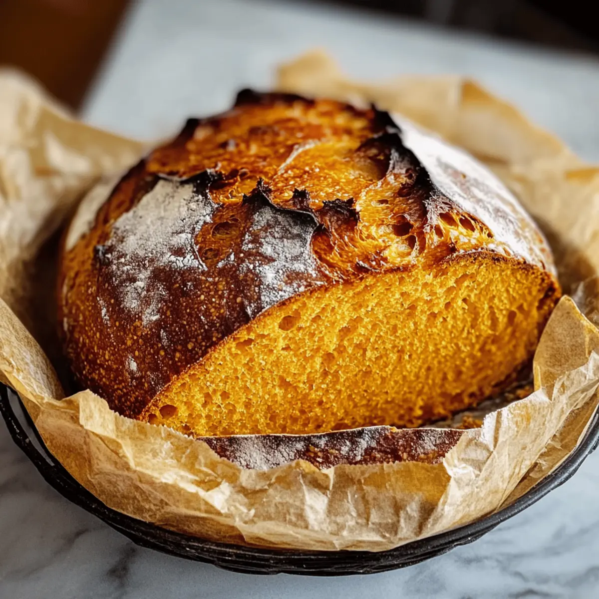 A warm cozy bread with notes of pumpkin and a hint of cinnamon to get the fall season started.